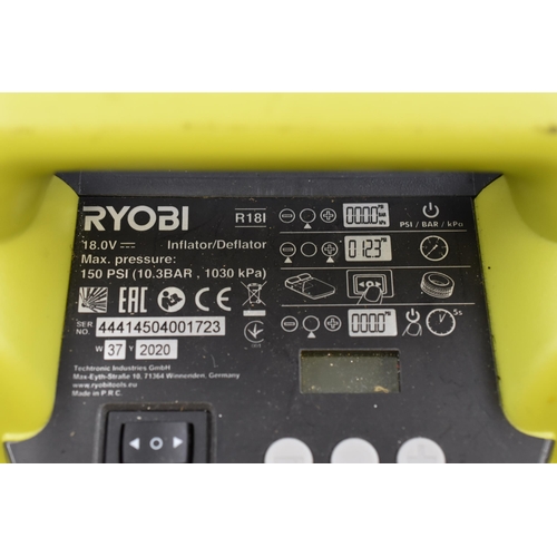 657 - RYOBI One+ Inflator/Deflator (Powers On When Tested) Missing Charger and Accessories