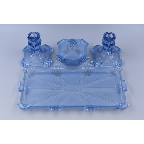 269 - Stolzle blue glass dressing table set