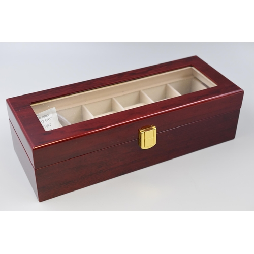 450 - Brand New Boxed Wooden Six Sectional Watch Storage Display Box