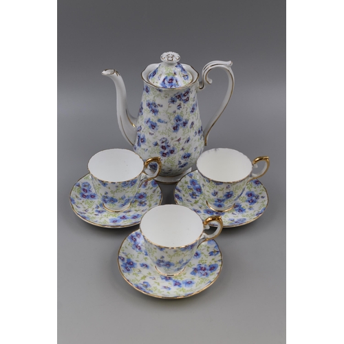 272 - Royal Albert coffee pot with 3 cups and saucers