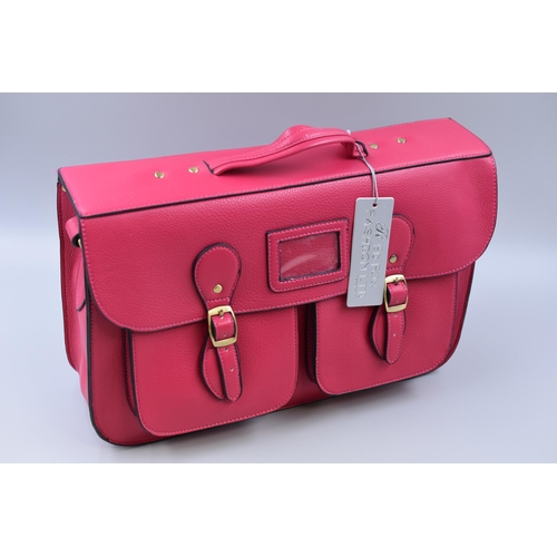 666 - Brand New Designer Leather Satchel in Fushia Colour with label approx 15