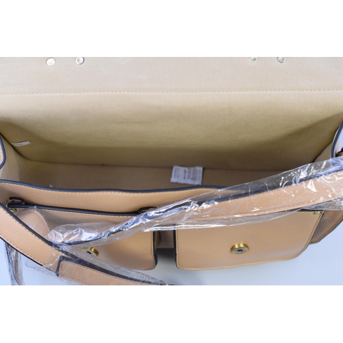 668 - Brand New Designer Leather Satchel in Beige Colour with label approx 15