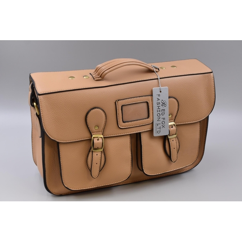 668 - Brand New Designer Leather Satchel in Beige Colour with label approx 15