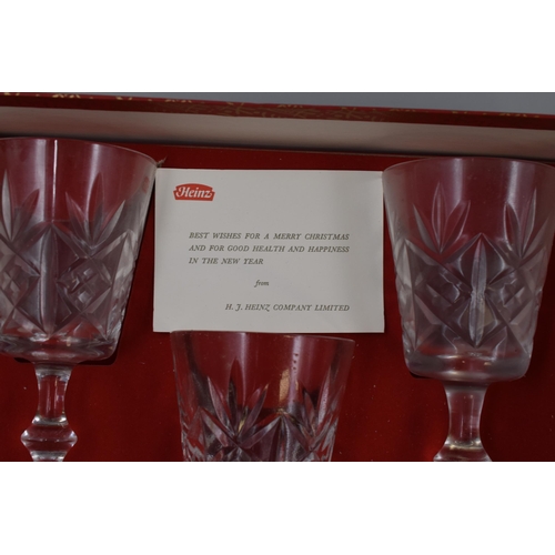 722 - Boxed Set of Six Hungarian Jones Hand Cut Lead Crystal Sherry Glasses complete with a Presentation C... 