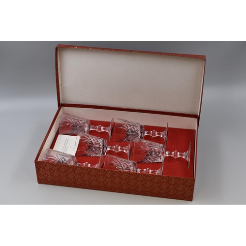 722 - Boxed Set of Six Hungarian Jones Hand Cut Lead Crystal Sherry Glasses complete with a Presentation C... 