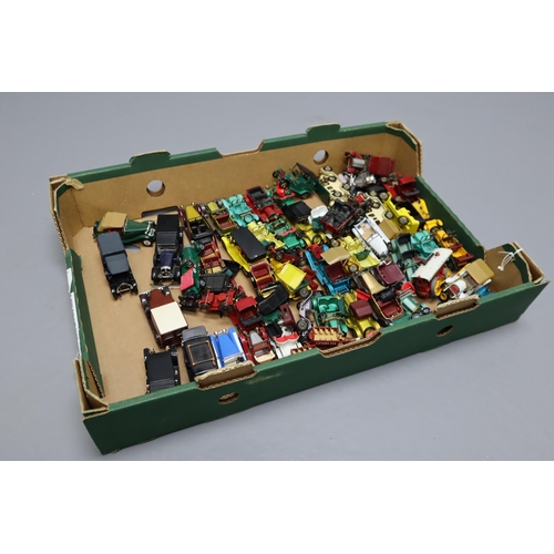 726 - A Box of Assorted Unboxed Playworn Diecast Classic Cars To Include Matchbox Ford Model A, 1912 Rolls... 