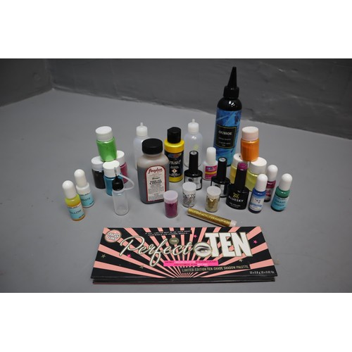 446 - Large selection of acrylic nail items including LV Nail art foil glue, Bluesky gel polish, nail glue... 