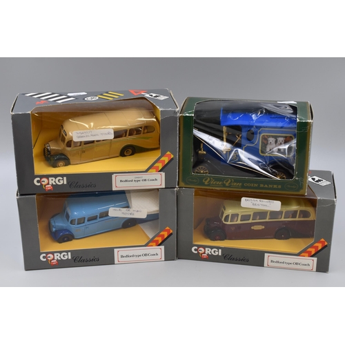 735 - Four Boxed Die-cast Collectors Cars including Corgi and a selection of Figures and Vehicles