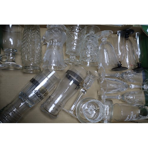 776 - Large selection of glassware to include glasses, vases, clock, coloured glass and more