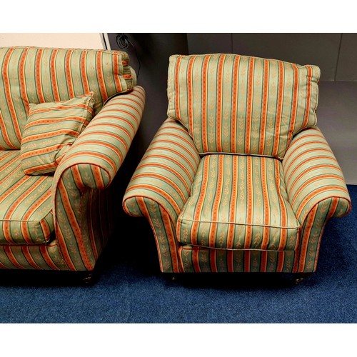 601A - Good Quality 3 Piece Suite comprising of 2 x Sofas and an armchair. With Cushions.