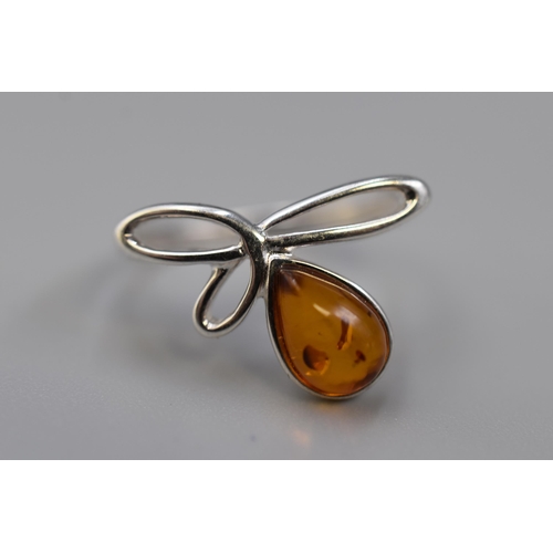 2 - Amber Ring in Silver 925 (Size R) Complete with Presentation Box