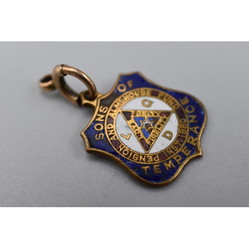 22 - Sons of Temperance Medal with unmarked Gold Clasp