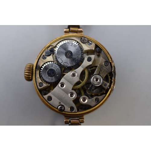 42 - A Rolco by Rolex 9ct Gold Cased Watch, In Working Condition
