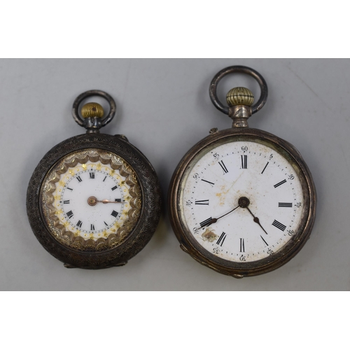 45 - Two Silver Pocket Watches For Spares Or Repairs To Include Pocket Watch Depicting Etched Classical S... 