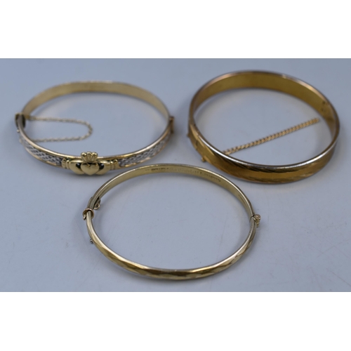 61 - Three Rolled Gold Bracelets including Claddagh