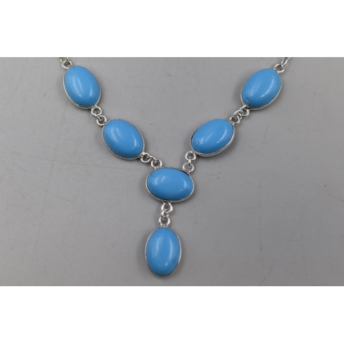 68 - Silver 925 Sleeping Turquoise Gemstone Necklace Complete with Presentation Box