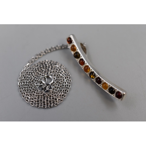 73 - Amber Pendant Necklace in Silver 925