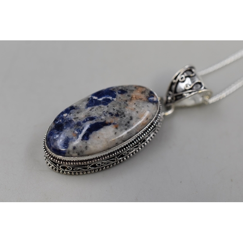 75 - Silver 925 Sodalite Gemstone Necklace Complete with Presentation Box