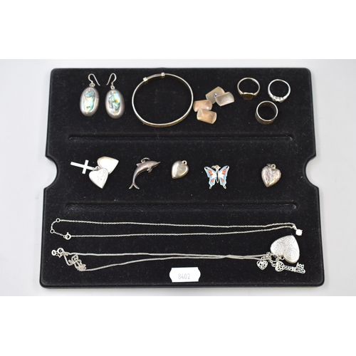 79 - Selection of Vintage Silver Earrings, Bangle, Pendant, Necklaces and More