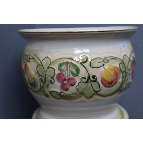 349 - A Portuguese Ceramic Fruit Themed Pedestal Planter, Approx 28