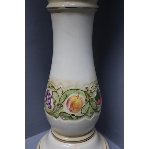 349 - A Portuguese Ceramic Fruit Themed Pedestal Planter, Approx 28