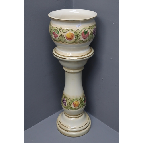 349 - A Portuguese Ceramic Fruit Themed Pedestal Planter, Approx 28