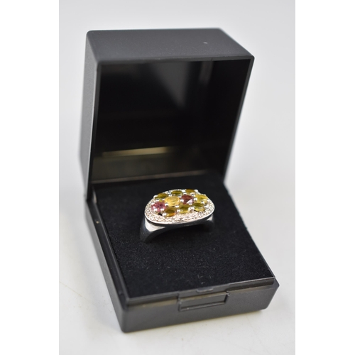 94 - Silver 925 Gemstone Ring (Size O) Complete with Presentation Box