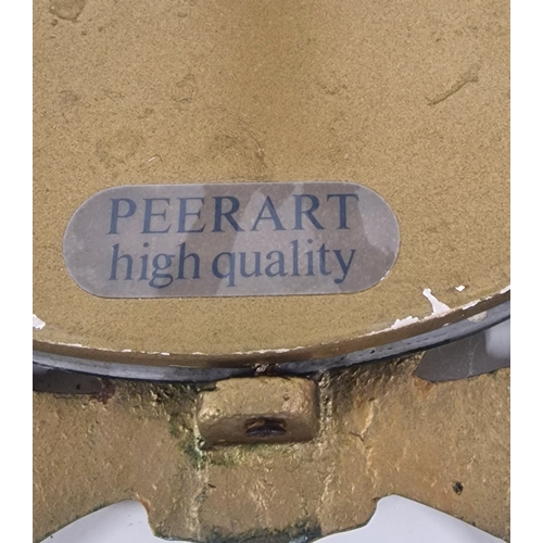 360 - Vintage Peerart Freestanding Metal Gilt Framed Bevelled Oval Mirror 42cm high x 31cm Wide