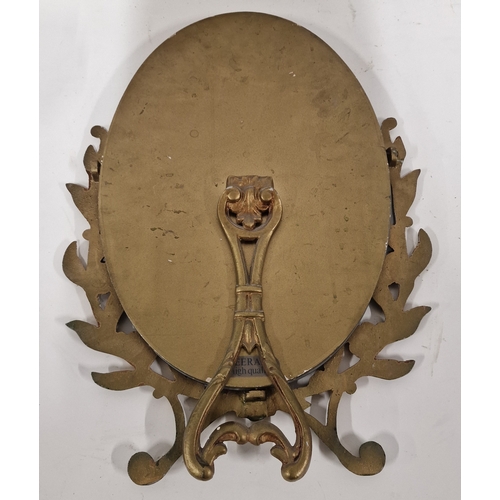 360 - Vintage Peerart Freestanding Metal Gilt Framed Bevelled Oval Mirror 42cm high x 31cm Wide