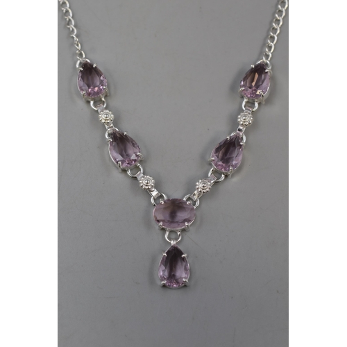 99 - Silver 925 Pink Kunzite Gemstone Necklace Complete with Presentation Box