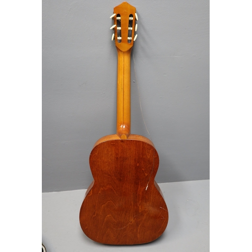 550 - TATRA Czechoslovakian acoustic guitar in case, requires D string replacing