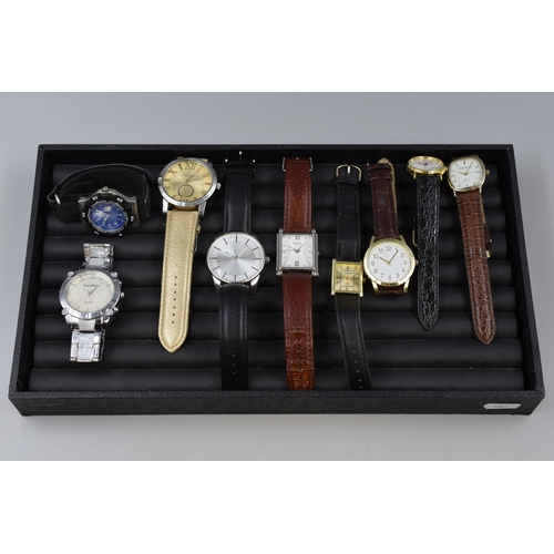 101 - Selection of 9 Gents Watches including Donna Klein, Next, Citron, Philip Mercier and More (Working)