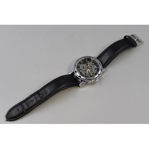 102 - Winner Mechanical Skeleton Watch with Leather Strap (Working)