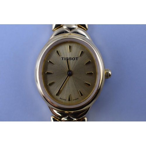 105 - Ladies Gold Tone Tissot Quarts Watch in Original Box with Spare Links and Instructions