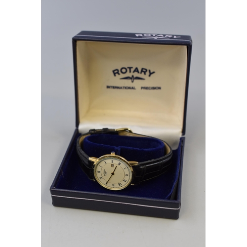 109 - Rotary Gold Plated Quartz Gents Watch Complete with Presentation Box