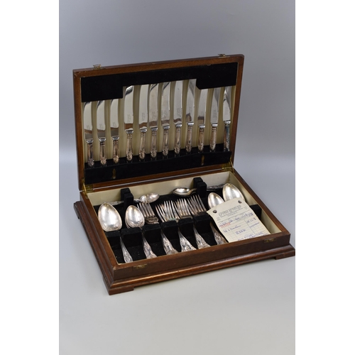 385 - Vintage Silver plated Canteen of Cutlery Wedding Present from 1953 with original receipt