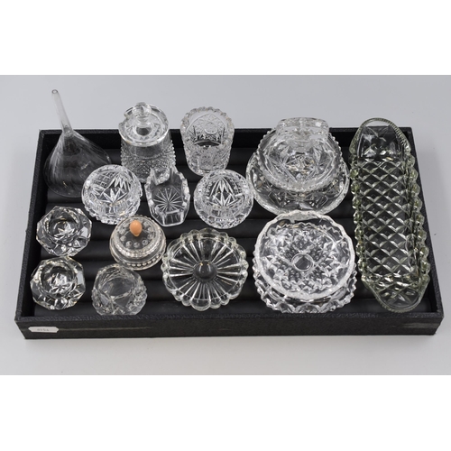 142 - Selection of Fine Crystal Salts, Funnel, Tray and More