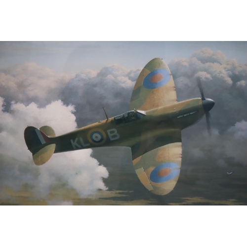 401 - Framed and Glazed Keith Woodcock Print Displaying a Spitfire Entitled 