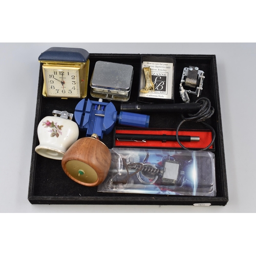 149 - Mixed Tray Including Watch Link Remover, Suzanne Bjontegard Brooch and More