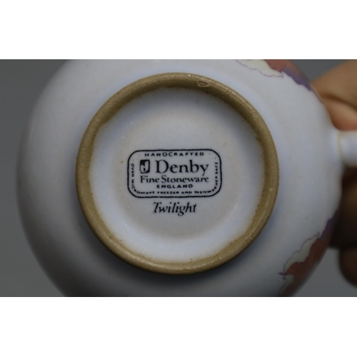 627 - Forty Pieces of Denby Twilight To Include Dinner Plates, Side plates, Saucers, Cups and More