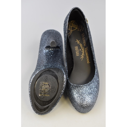 631 - A Pair of Vivienne Westwood Anglomania + Melissa High Heel Skyscraper Glitter Shoes, Size 5. In Orig... 