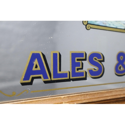 406 - A Vintage Coach & Horses Ales & Stout Wood Framed Advertising Mirror, Approx 14