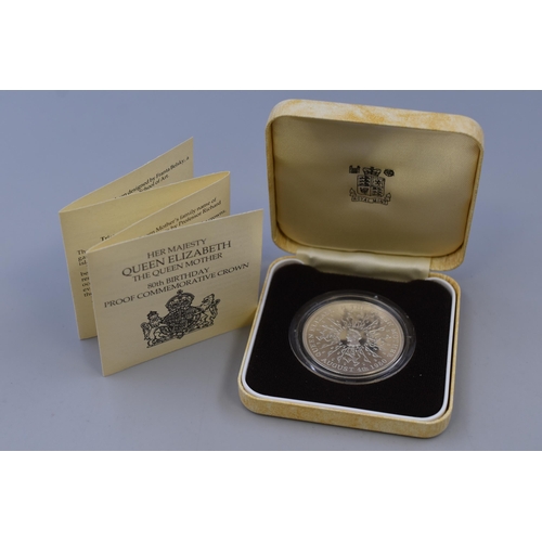 160 - Royal Mint Elizabeth II Sterling Silver Queen Mother 1980 Crown Complete with Case and Certificate