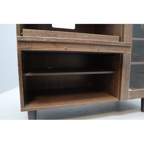 637 - New Media Cabinet with Glass Door Cabinet and two sections with lift up Doors (90cm x 94cm x 40cm)