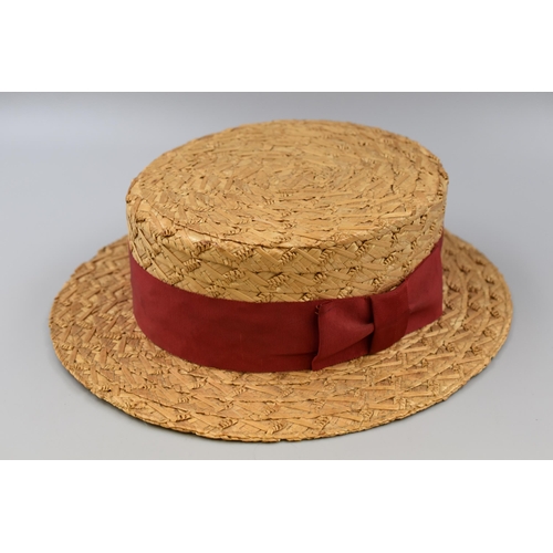 414 - A Vintage Straw Boater Hat, 'The York Hat', Size 61