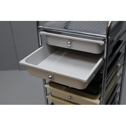 643 - Ten Drawer A4 Sized Metal Framed Muti-functional Storage Unit on Castors 35