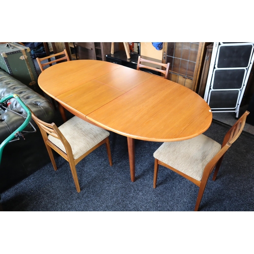 652 - Stunning Mid Century Jentique Oval Extending Table and Four Ladderback Chairs in Light Teak with Ben... 