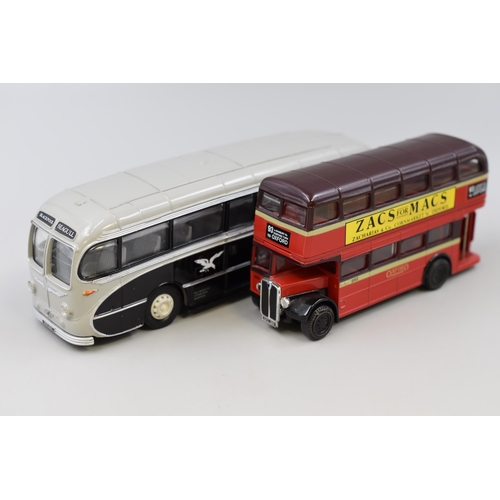 195 - Two Boxed Corgi Commercial Die-Cast Models of The AEC Bus and The Burlingham Seagull Coach