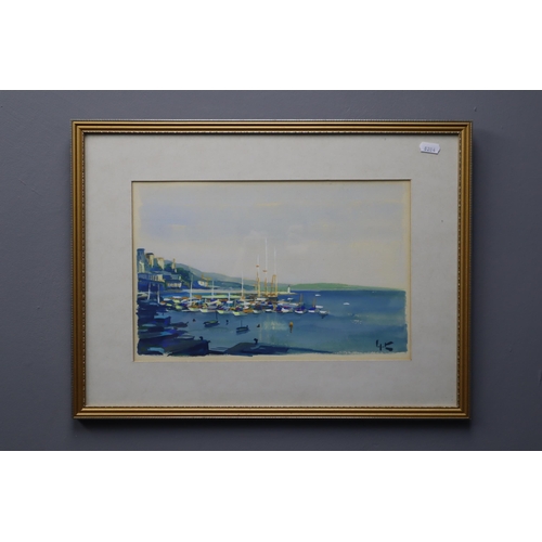 454 - Framed and Glazed Watercolour Painting Depicting a Harbor Scene Signed by Undeciphered Artist 20