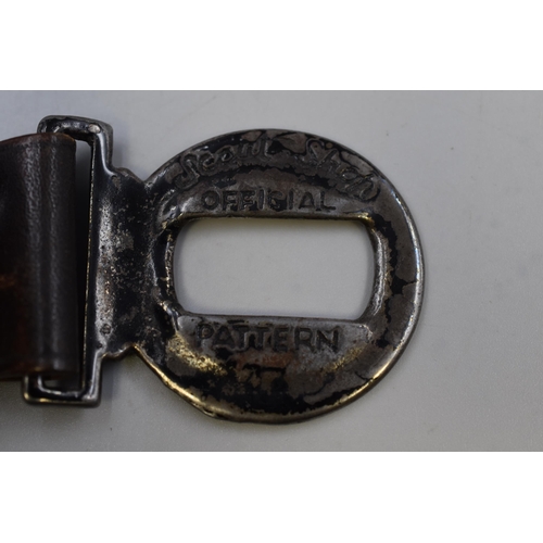 220 - Vintage Boy Scouts Buckle on Leather Belt for Arm